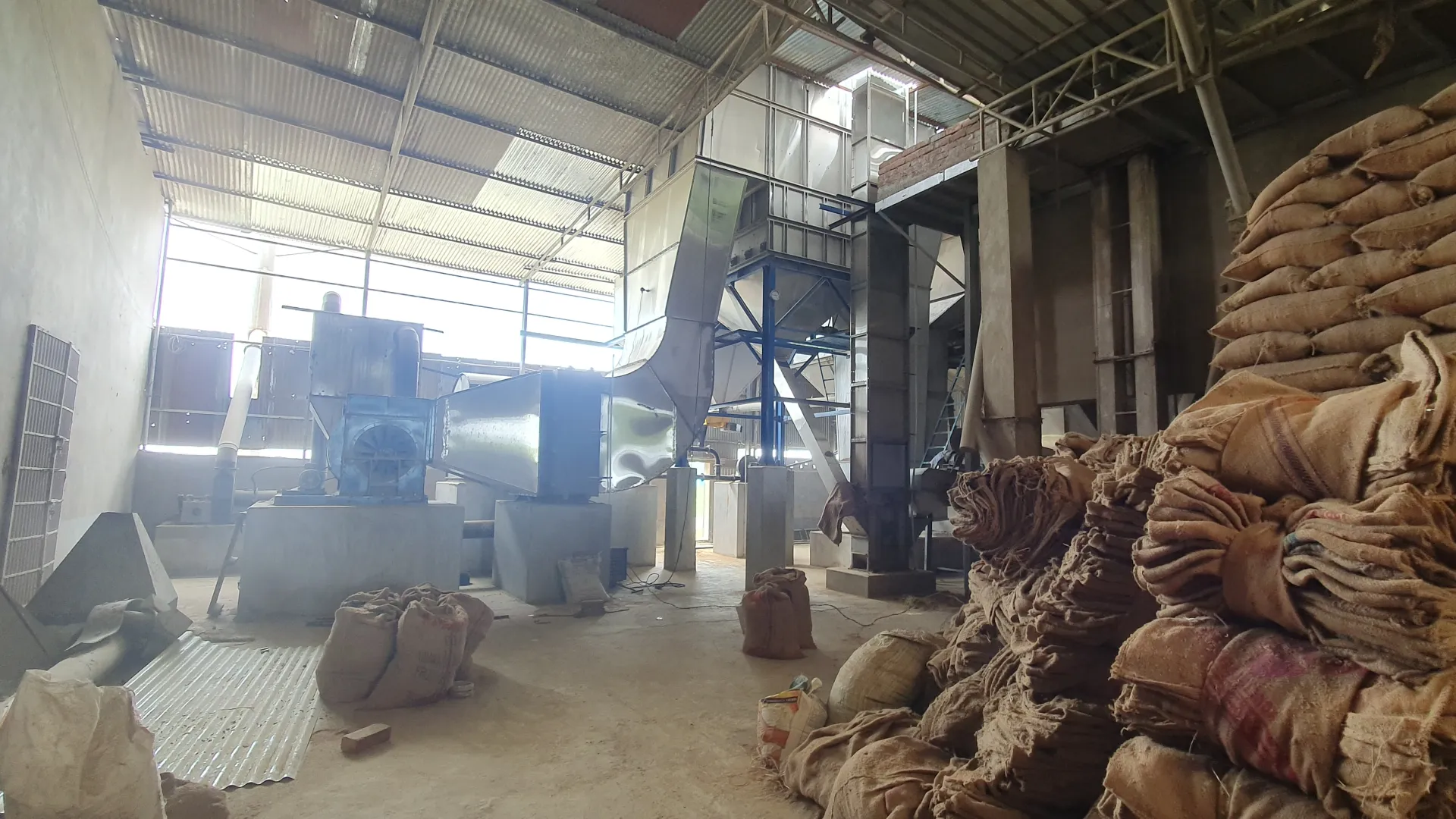 Rice milling operation at Megha Agro Products